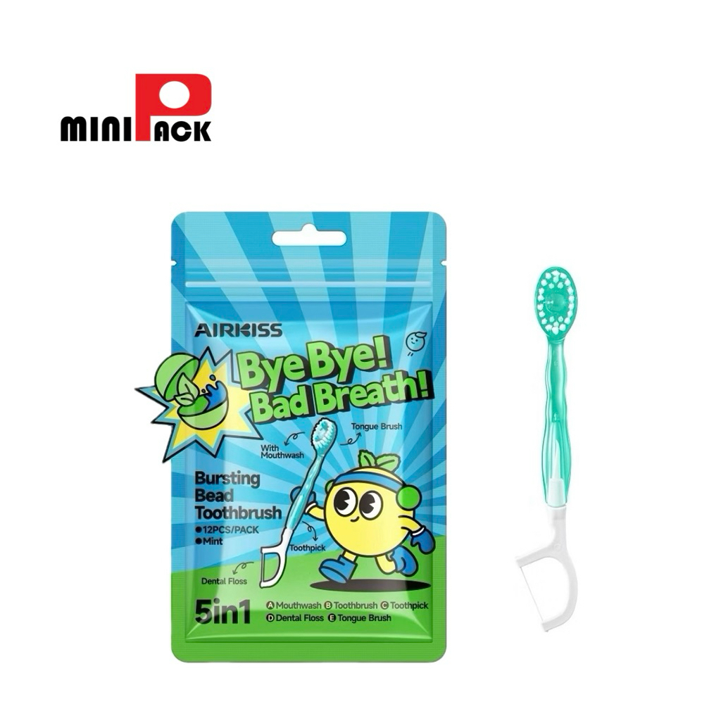 AIRKISS แปรงสีฟันจิ๋วขนาดพกพา 5in1 พร้อมแคปซูลน้ำยาบ้วนปาก