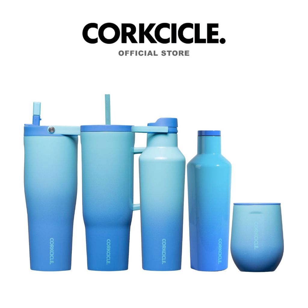Corkcicle | Boom Box Blue ฟ้า | Keeps Cold เก็บเย็น 12hrs | แก้วพกพา ขวดน้ําพกพา Cruiser Go Cup XL – โปรปัง