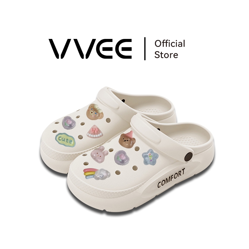 VVEE รองเท้าหัวโต รองเท้าแตะกลางแจ้งที่สวมใส่สบายไม่ลื่นพื้นหนาวัสดุ EVA