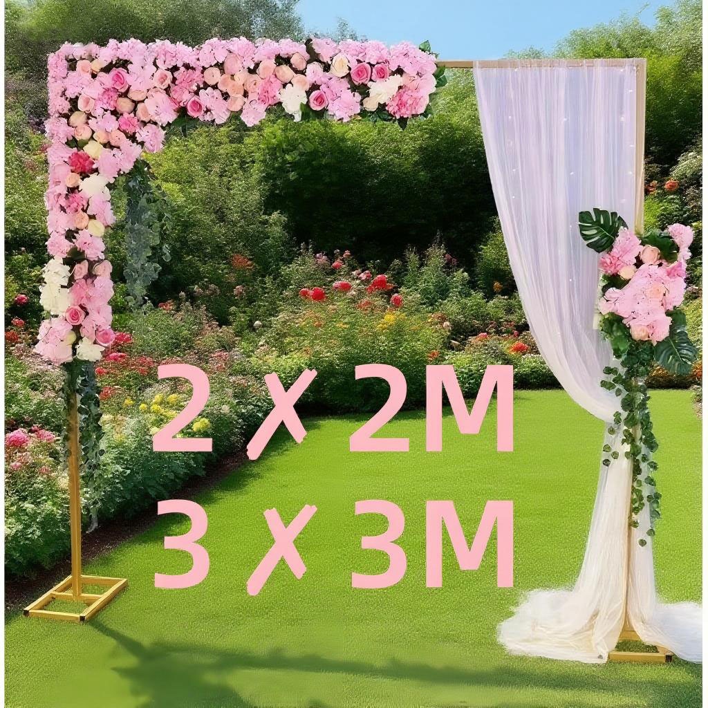2M * 2M/3mX3m Square Arch ฉากหลังขาตั้งโลหะงานแต่งงานขาตั้งกรอบพิธีวันเกิดพื้นหลังปาร์ตี้ ชุดแต่งงานสีทอง Arch Stand Squ