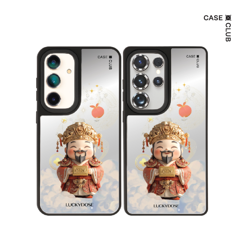 CaseClub เคส ซัมซุง เคส Samsung เคส กระจก ลาย LuckyDose Caishen สำหรับ Galaxy S25 Ultra / S25 / S24 