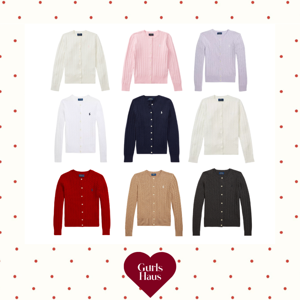 พร้อมส่ง! โปโลคาร์ดิแกน| เสื้อไหมพรมคอกลม Cable-Knit Cotton สุดน่ารัก