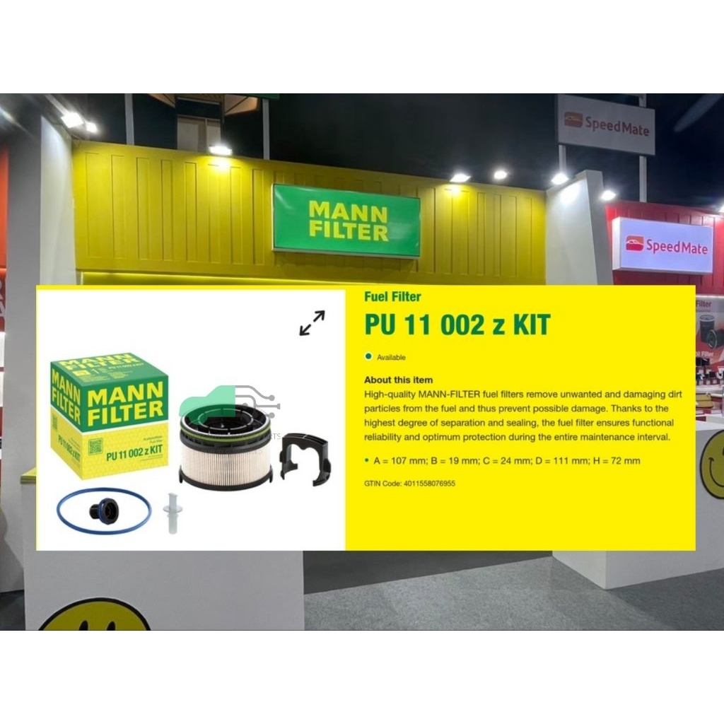 PU11002ZKIT กรองโซล่า BENZ CLA 180-220 (OM654)