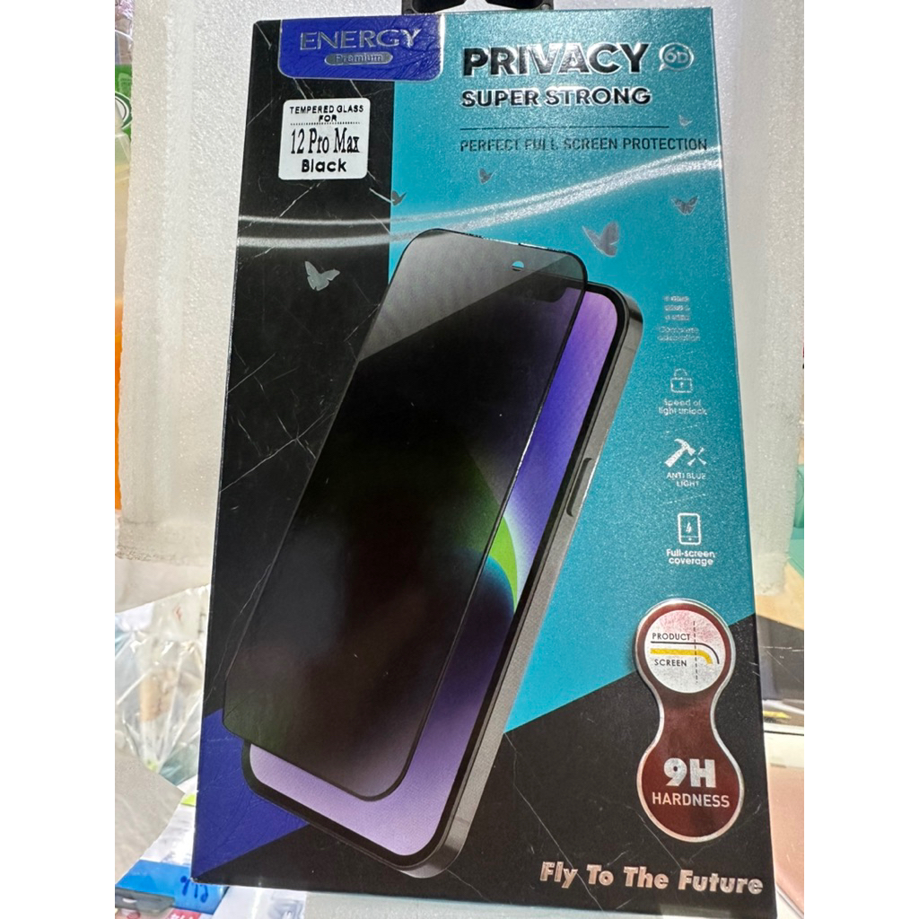 ฟิล์มกระจกเต็มจอ Energy ฟิล์มกันคนเสือก ฟิลม์กันคนแอบดู ฟิล์มไอโฟน12  12Pro 12promax ไพรเวซี่ Privac