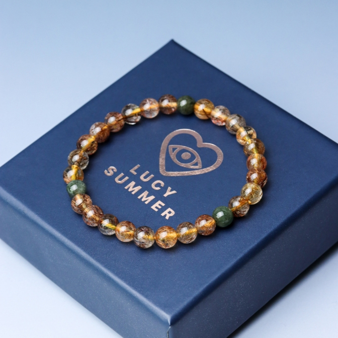 LUCYSUMMER กำไลข้อมือหินแท้ ไหม 5 สี จักรพรรดิ์ Premium AAAAA Multicolor Rutilated Quartz (กำไลหินแท้ รับประกันหินแท้) ราคา ถูกที่สุด ดีลบีเคเค แกลเลอรีภาพที่ 2