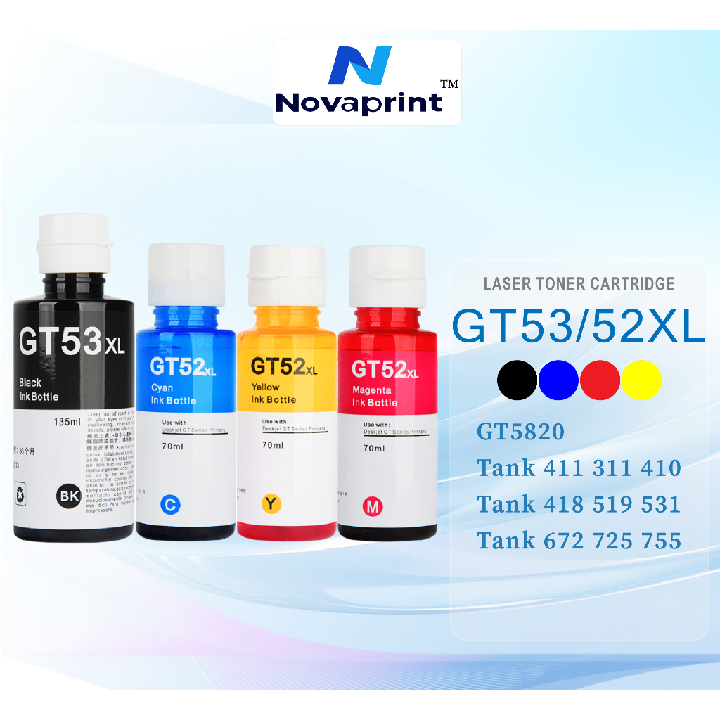 หมึก hp GT53XL GT52XL สำหรับ HP GT5810/5820/TANK 310/311/318/319/410/411/418/519