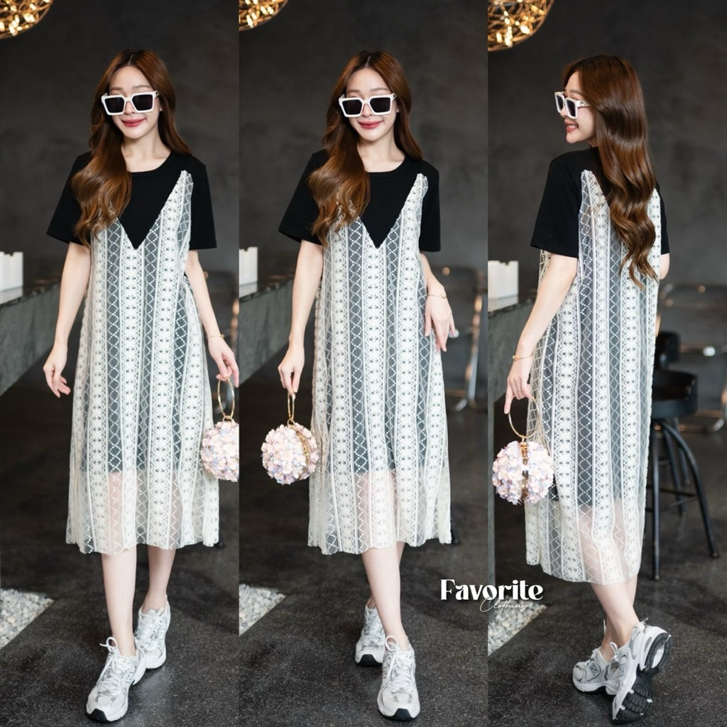 🌈🌿🌸🌼🌺🖤🤍🇰🇷 knit Patch Lace Maxi Dressy