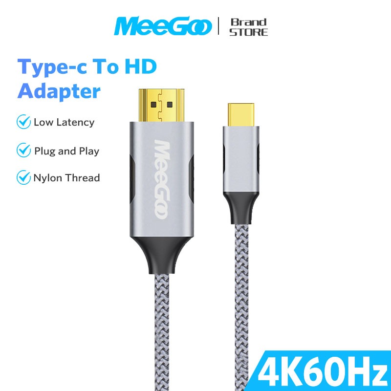 MEEGOO สายเคเบิล Type C to HDMI 4K 60Hz การเชื่อมต่อโทรศัพท์มือถือกับหน้าจอ สำหรับมือถือ แล็ปท็อป