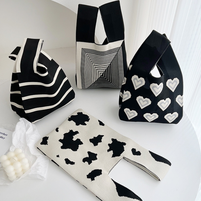 RibbonIsland กระเป๋าถือ tote ลายการ์ตูน สไตล์เกาหลี น่ารัก ลายดอกไม้ หลากสี คุณภาพสูง dopamine ส่งเร็ว