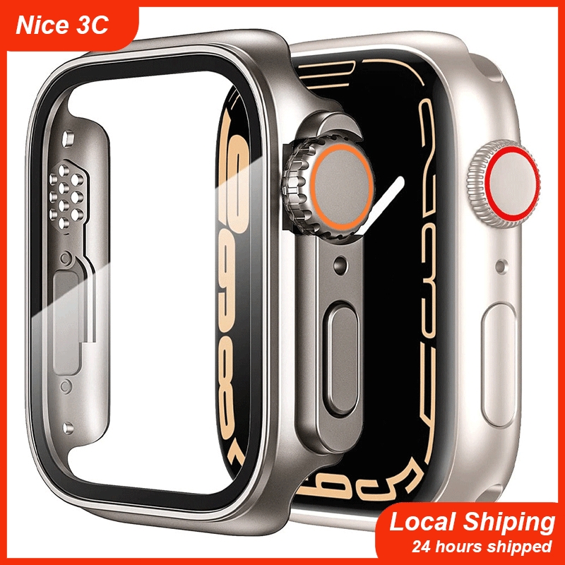 ฟิล์มกันรอยหน้าจอสำหรับเคส Apple Watch 40 มม. 44 มม. 45 มม. 41 มม. ฝาครอบ PC + ฟิล์มกระจก I Watch Se