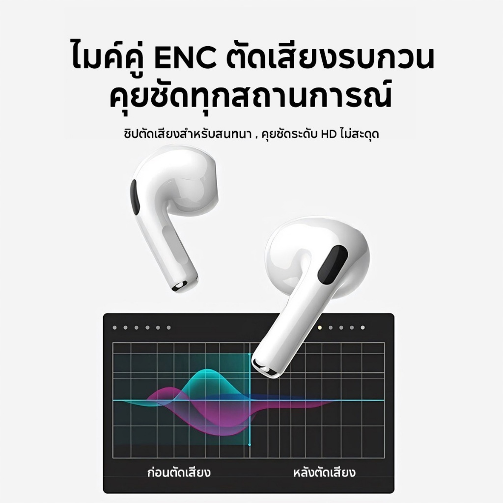 JQVITEK หูฟังบลูทูธ หูฟังไร้สาย TWS Bluetooth 5.4 ไมโครโฟนในตัว ENC ลดเสียงรบกวนการโทร คุณภาพเสียงที่ชัดเจน EP201 - รูปที่ 4