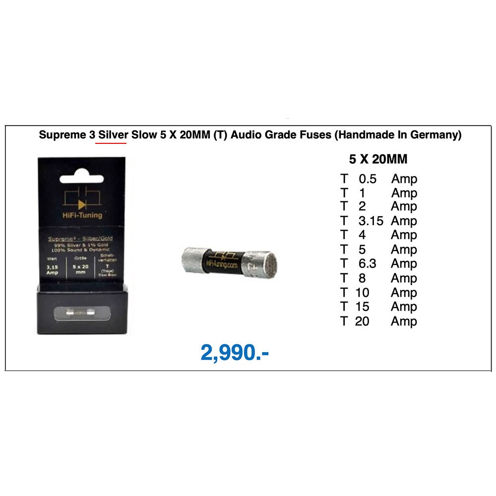 HiFi Tuning Fuse รุ่น Supreme 3 Silber (5x20mm)