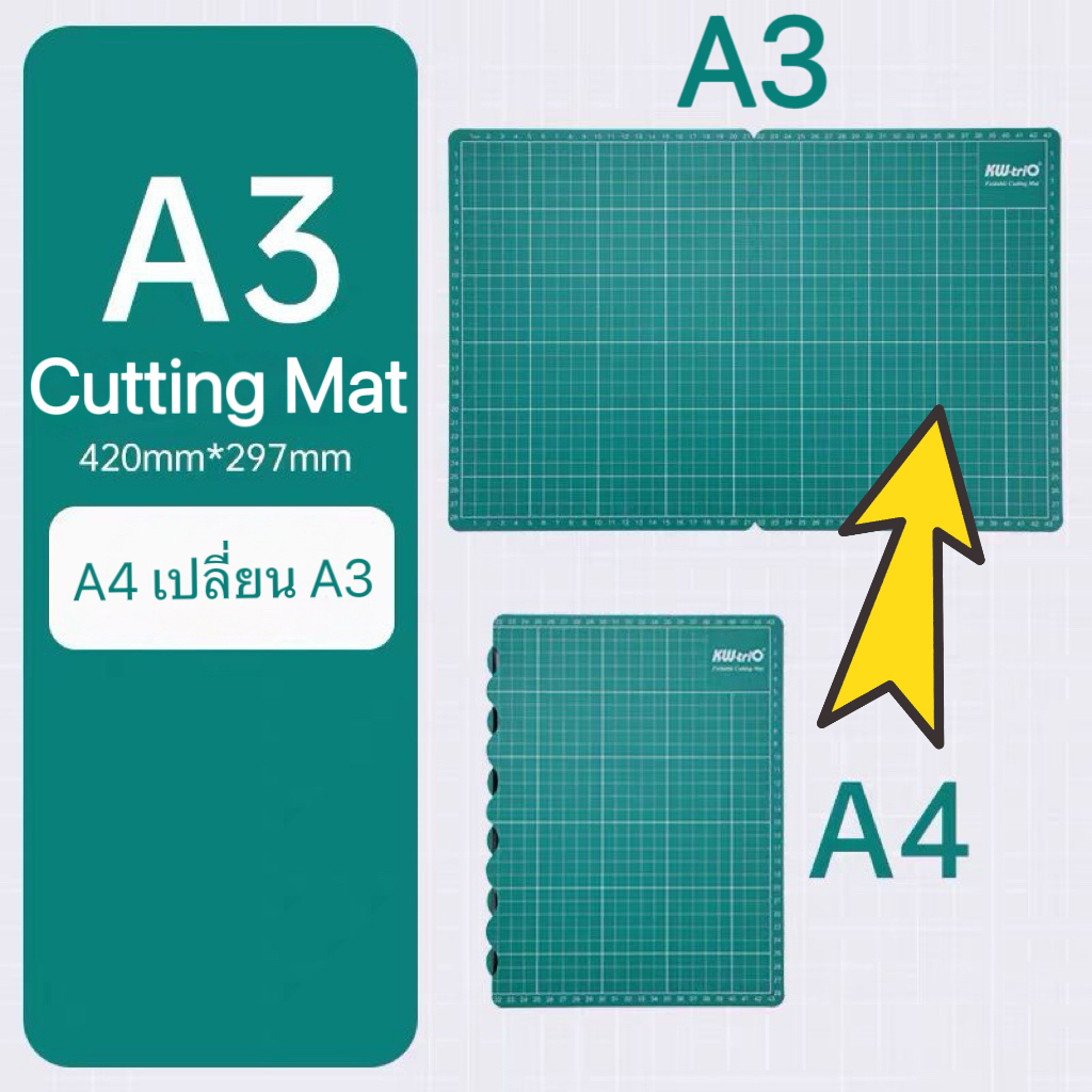 แผ่นรองตัดแบบพับได้ Cutting Mat แผ่นรองตัด A3,A4ใช้ได้ทั้งสองข้าง แผ่นรองตัดหนา 3 มม. - รูปที่ 5