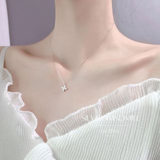 ESCOBAL สร้อยคอเงินแท้ Silver Windmillสร้อยเพชร สร้อยคอแฟชั่…