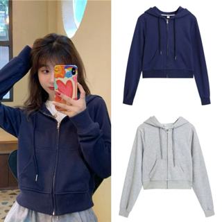 เสื้อกันหนาว เสื้อฮู้ดแจ็กเก็ตบางสั้นแฟชั่น ฤดูใบไม้ผลิ-ใบไม…