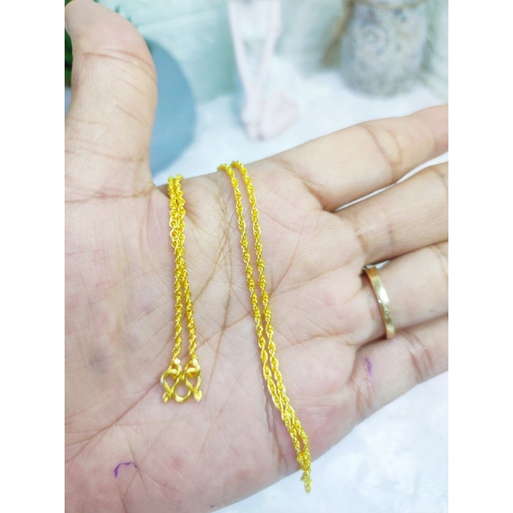 80Aสร้อยทองเกลียวเชือกหนัก1สลึง งานสวยเหมือนจริงชุบทอง สร้อยชุบพรีเมี่ยมทำจากทองเหลือง