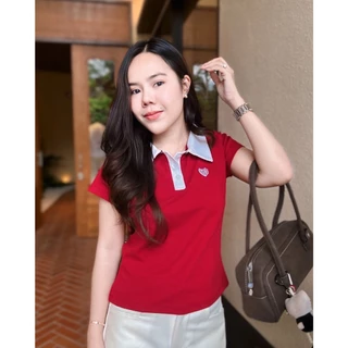 LOVE X2 POLO เสื้อโปโลสีทูโทนปักหัวใจ 🍒 พร้อมส่ง