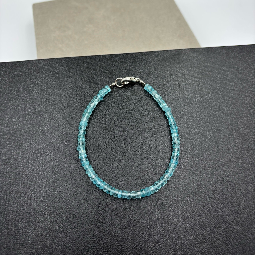 beautiful natural top quality blue gemstone apatite beaded bracelet 🩵🩵