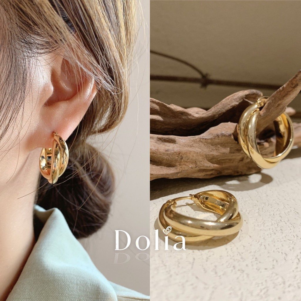 DOLIA [พร้อมส่งจากไทย] ต่างหูห่วงเงินแท้ S925 ต่างหูห่วงบิดทรงเกียว สายฝอ ต่างหูสไตล์เกาหลี ราคาต่อ 1 คู่ A11