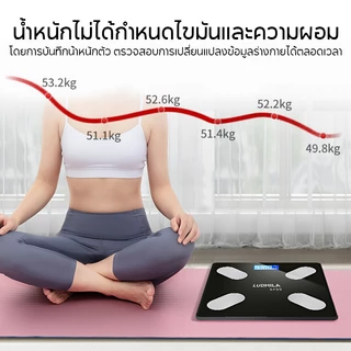 LUDMILA เครื่องชั่งน้ำหนักอิเล็กทรอนิกส์ เครื่องชั่งดิจิตอล เครื่องชั่ง APP อัจฉริยะ หน้าจอ LED เครื่องชั่งน้ำหนักไขมันใ