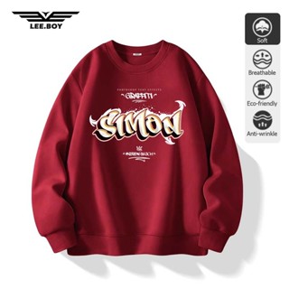แบบไม่มีหมวก แขนยาว Sweatshirt ผ้าหนาทรงสวย ผ้าสำลีเกรดพรีเม…
