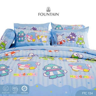 Fountain FTC124 Sanrio Hapidanbui การ์ตูน ลิขสิทธิ์แท้ สัมผัสนุ่มลื่น ชุดเครื่องนอนฟาวน์เทน ผ้าปูที่นอน ผ้านวม
