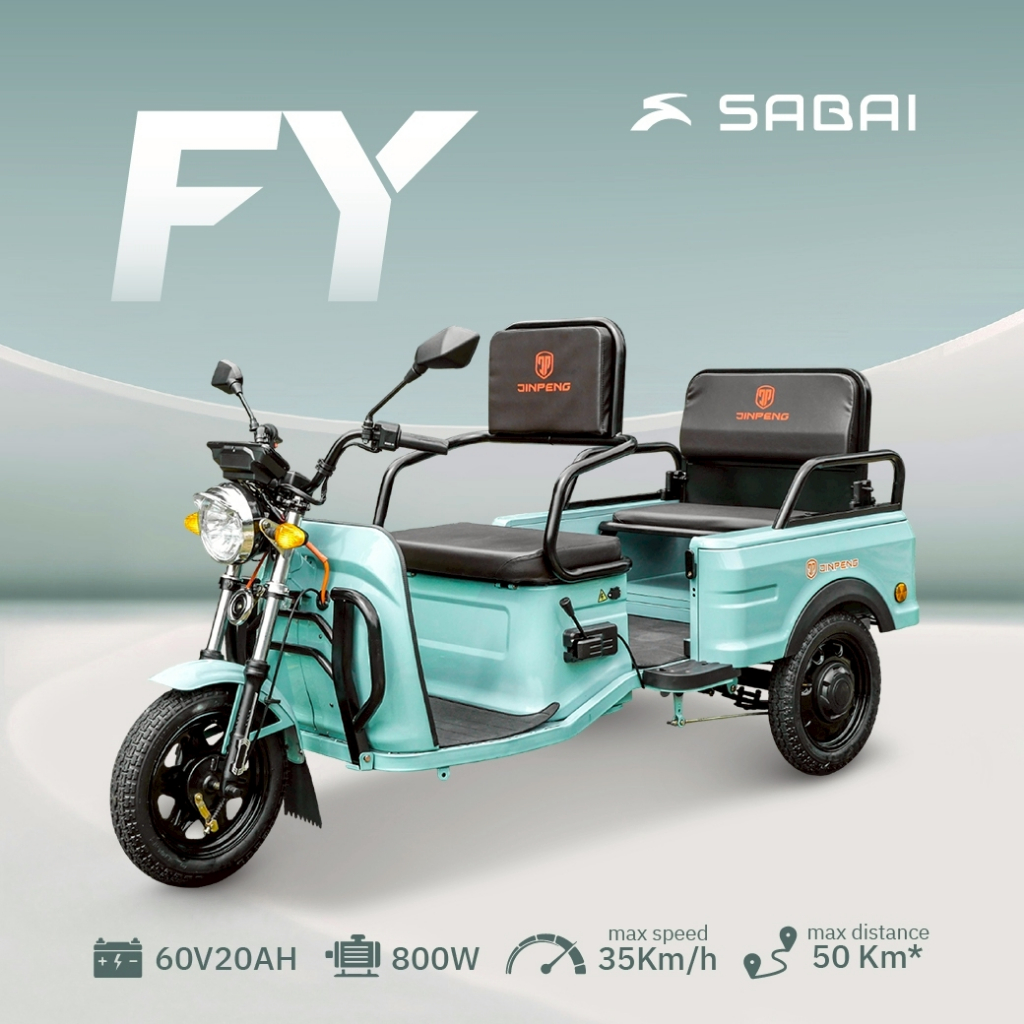 SabaiMall-FY รถสามล้อไฟฟ้า 800W เบาะคู่ ขนของ+โดยสาร วิ่งไกล 50 กม. แบต 60V20AH
