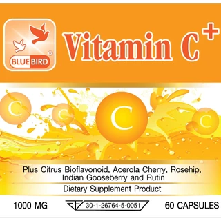 [1แถม1] Vitamin C Plus 1000 mg วิตามินซี พลัส ตรา บลูเบิร์ด ขนาด 1000 มิลลิกรัม 60 แคปซูล