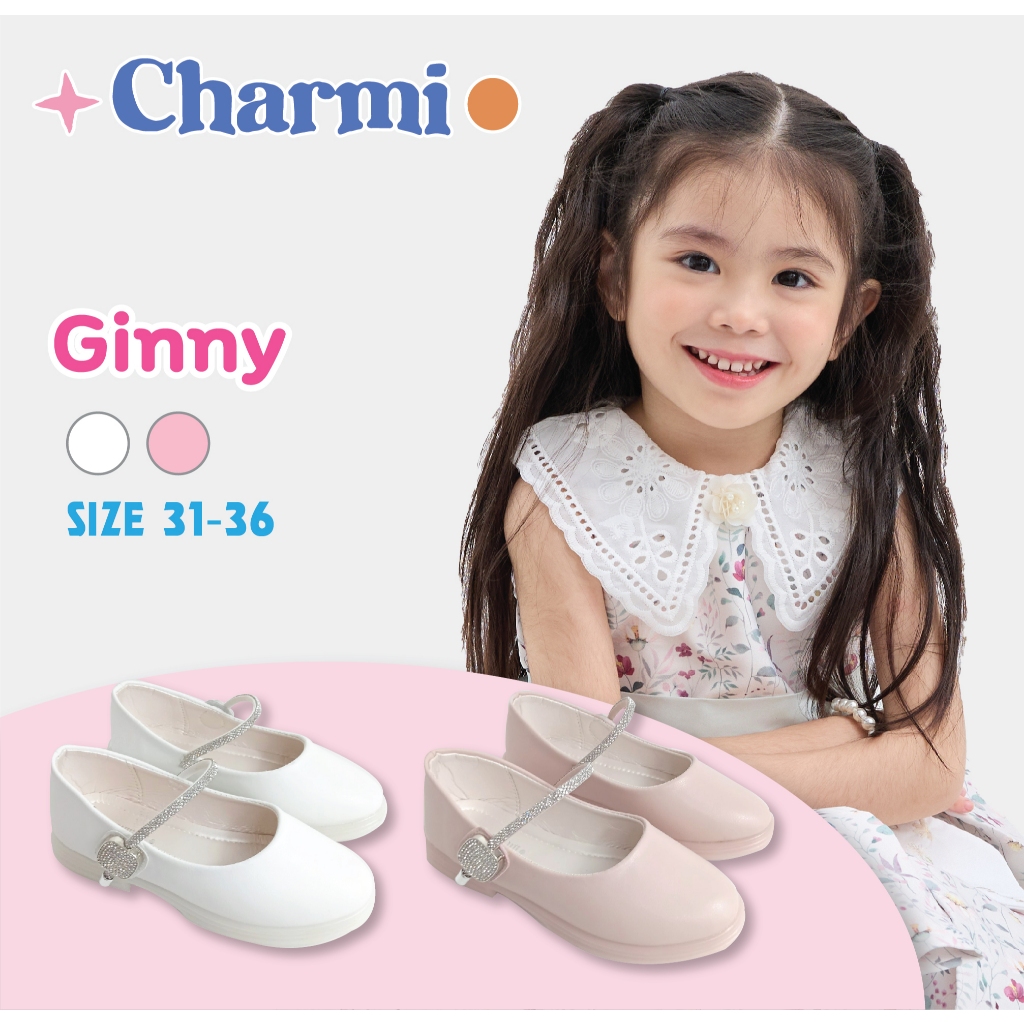 Ginny คัชชู  เด็กผู้หญิงสไตล์น่ารัก สายกากเพชร Size 31-36