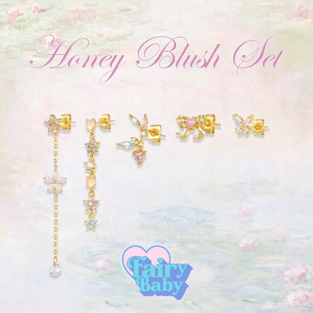 [NEW] Fairybaby เซท ต่างหู Honey Blush Set (5 ชิ้น) เซทต่างหูน่ารัก ประกาย หวานๆ (E3-010)