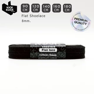 (หนา2ชั้น ไม่บาง พรีเมี่ยม) KICKKUCK (คิกคัก) เชือกรองเท้าสีดำ (black) (แบบแบน)FLAT ความยาว 90,120.140,160,180 cm.