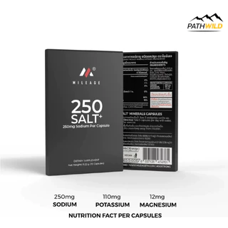 MILEAGE 250 SALT+ ELECTROLYTE CAPSULES เกลือแร่ชนิดเม็ด แบบแคปซูล สำหรับเล่นกีฬา ออกกำลัง เพื่อเติมเกลือแร่
