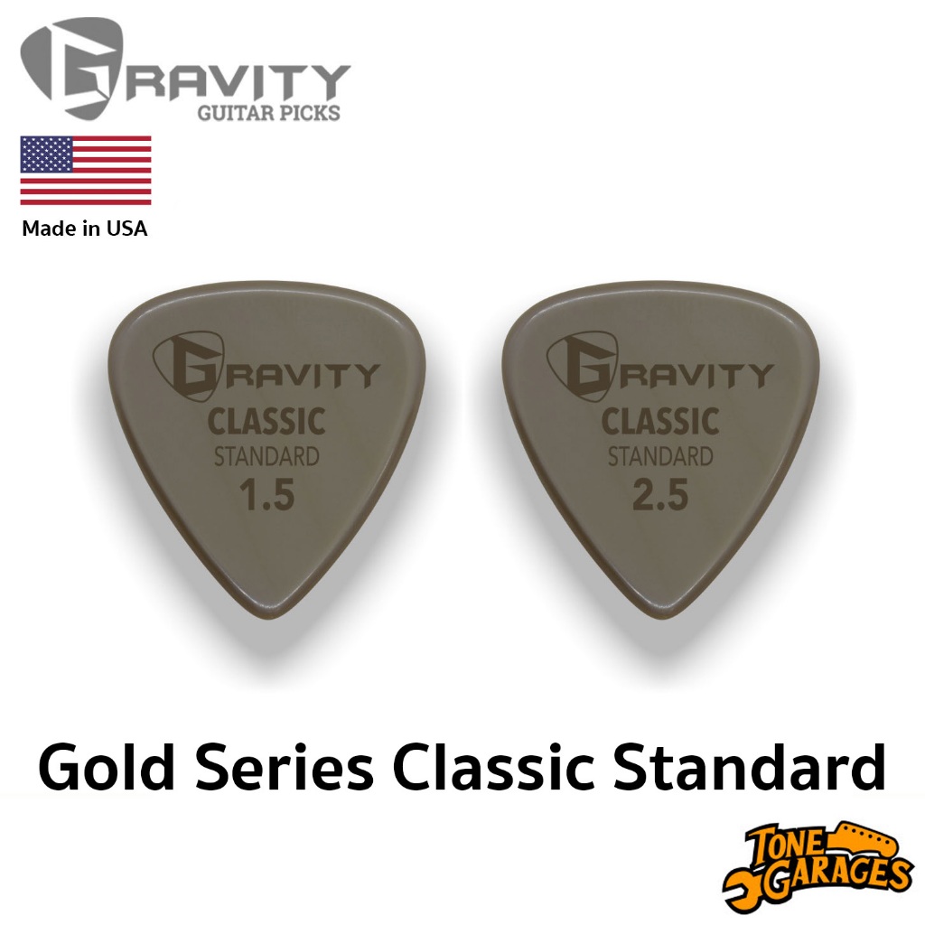 ปิ๊กกีต้าร์ Gravity Picks Gold Series Classic Standard ปิ๊กขัดขอบเรียบ ของแท้ (หลายขนาด) Made in USA