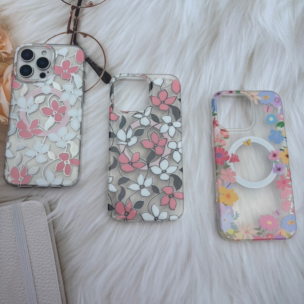 เคสใช้สำหรับไอโฟน 16 / 15 / 14 / 13 / โปรแมกซ์ เคสดอกไม้ ชาร์จแม่เหล็ก Case Flower Mag (THพร้อมส่ง ในไทย)