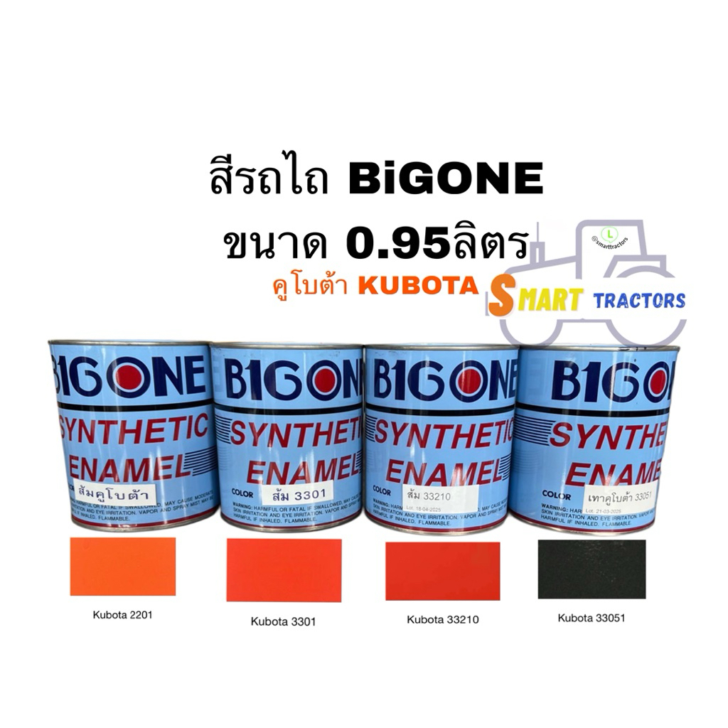 สีรถไถ BIG ONE กระป๋องเล็ก 0.95ลิตร สีฟ้าฟอร์ด สีส้มคูโบต้ารุ่นเก่า สีส้มคูโบต้ารุ่นใหม่