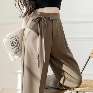กางเกงสูทเอวสูงผูกโบว์สำหรับผู้หญิง มีพร้อมส่ง [S-2XL] กางเกงหรู เนื้อผ้าดี ทรงสวย