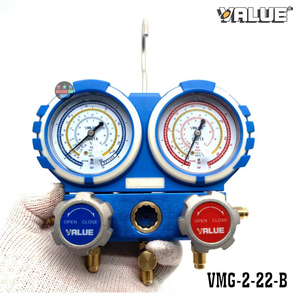 ชุดเกจ์วัดน้ำยาแอร์ VALUE รุ่น VMG-2-R22-B และ VMG-2-R134a-B วัดน้ำยา R22 R407c R404a R134a แอร์บ้าน แอร์รถยนต์ ตู้เย็น ราคา ถูกที่สุด ดีลบีเคเค แกลเลอรีภาพที่ 8