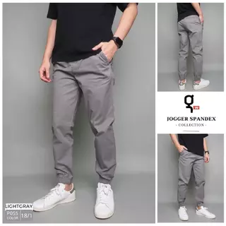 ⚡GW⚡P055 กางเกงขาจั้มพ์ Jogger Pants ผู้ชาย ผ้ายืดคอตต้อนSpandex เอวยืด มีเชือกผูก ยาว 36-38 นิ้ว ไซส์ 30-40 Goodwin Bra
