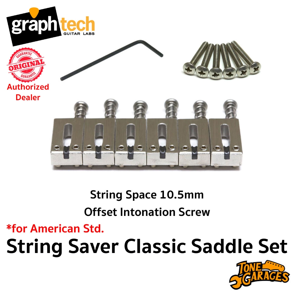 Graph Tech String Saver Saddles Set Offset Intonation Screw 10.5mm PG-8001 แซดเดิ้ลกีต้าร์ ลดสายขาด 