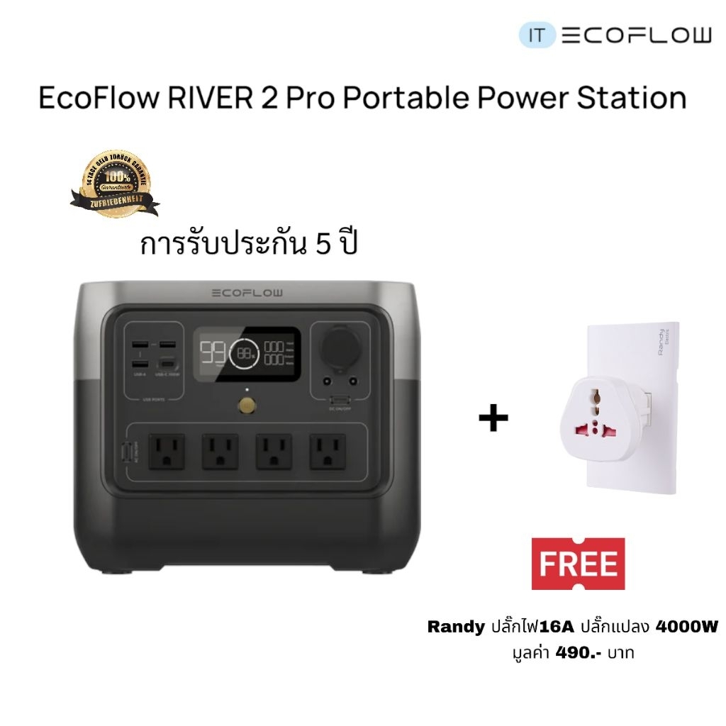 EcoFlow RIVER 2 Pro Portable Power Station (สถานีไฟฟ้าพกพา) ใช้งานไฟฟ้าได้ทุกที่