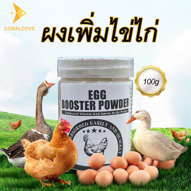 coralcoveshop ผงเพิ่มไข่ไก่ Egg Booster Powder เพิ่มผลผลิตไข่ 3-7 วัน สกัดสมุนไพร ปลอดภัย 100g