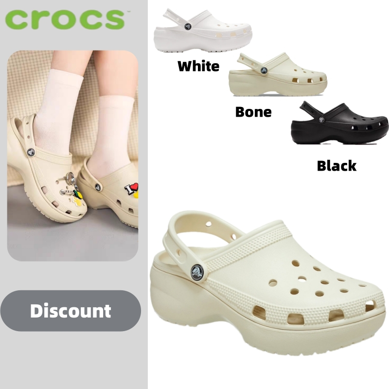 🏄‍♂️ของแท้ 100%🏄‍♀️CROCS รองเท้าลำลองผู้หญิง CLASSIC PLATFORM CLOG รุ่น 206750100 - Black Unisex