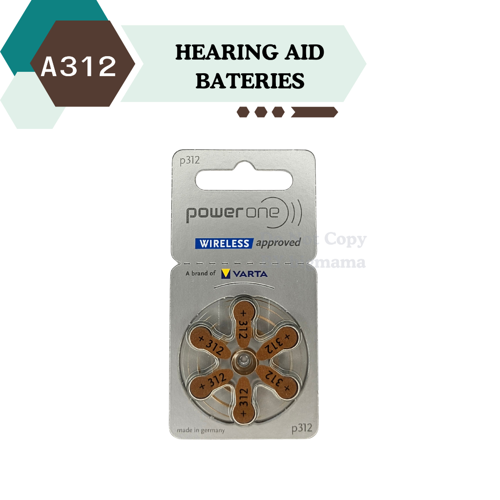 ถ่านเครื่องช่วยฟังเบอร์312 PowerOne A312 PR41 ถ่านใส่เครื่องช่วยฟัง Hearing Aid Batteries