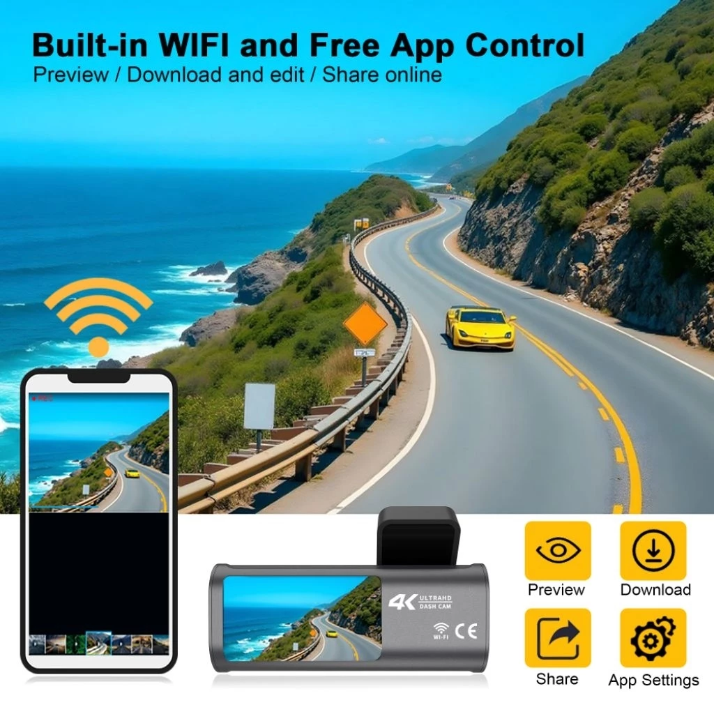 D28 4K dash cam กล้องติดรถยนต์  กล้องหน้า4K กล้องหลัง2K มุมกว้าง 170°การเชื่อมต่อ APP WiFi  โหมดกลางคืน Car camear thumbnail 10