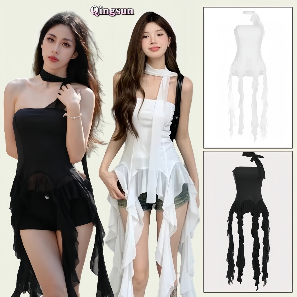 เปิดไหล่ ประดับพู่ ทรงไม่สม่ําเสมอ เซ็กซี่ แฟชั่นฤดูร้อน สําหรับผู้หญิง 2025 "FY2826"🌻Qingsun