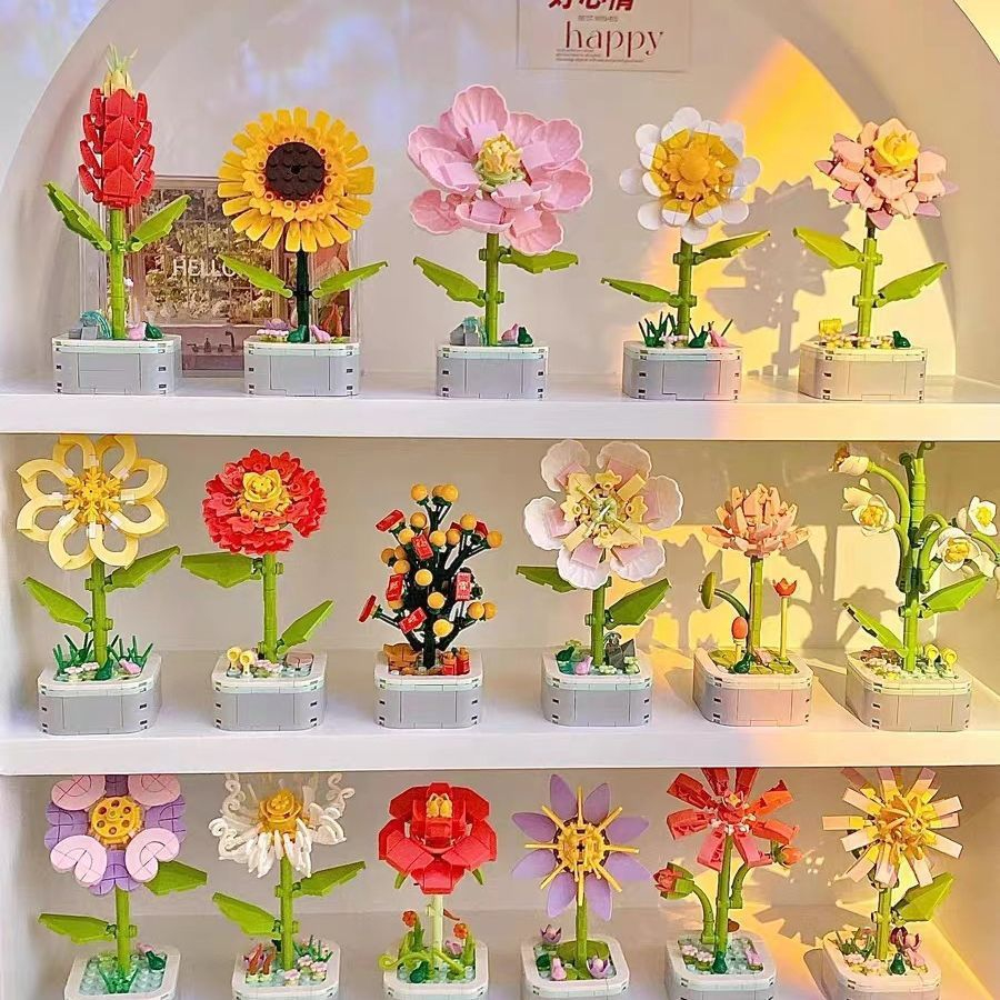 SRของเล่นตัวต่อนาโน 3 มิติดอกไม้ของเล่นสำหรับเด็กผู้หญิง แบบประกอบได้ สวยงาม เหมาะเป็นของขวัญตกแต่งบ้าน