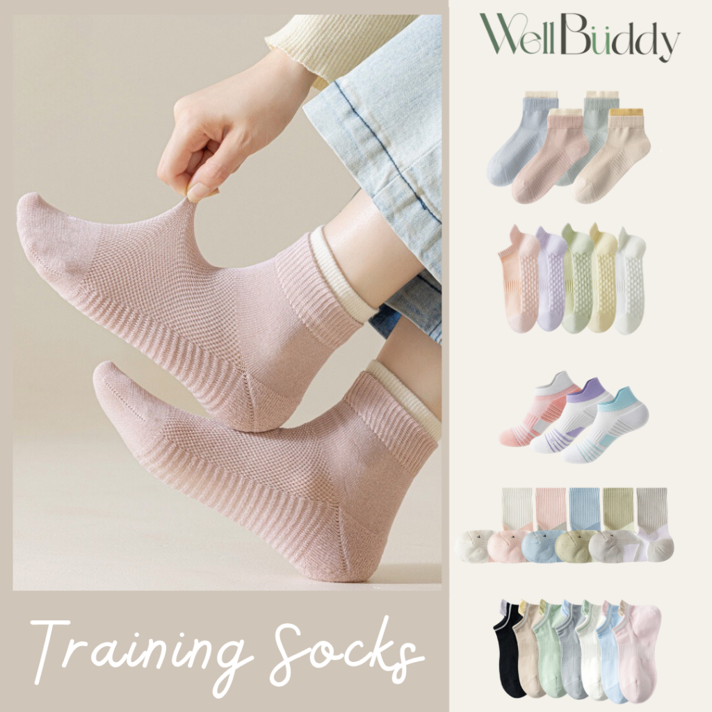 WellBuddy ถุงเท้าออกกำลังกาย ถุงเท้ากีฬา ถุงเท้าวิ่งผู้หญิง มากกว่า 20 แบบ (Women Training Socks)
