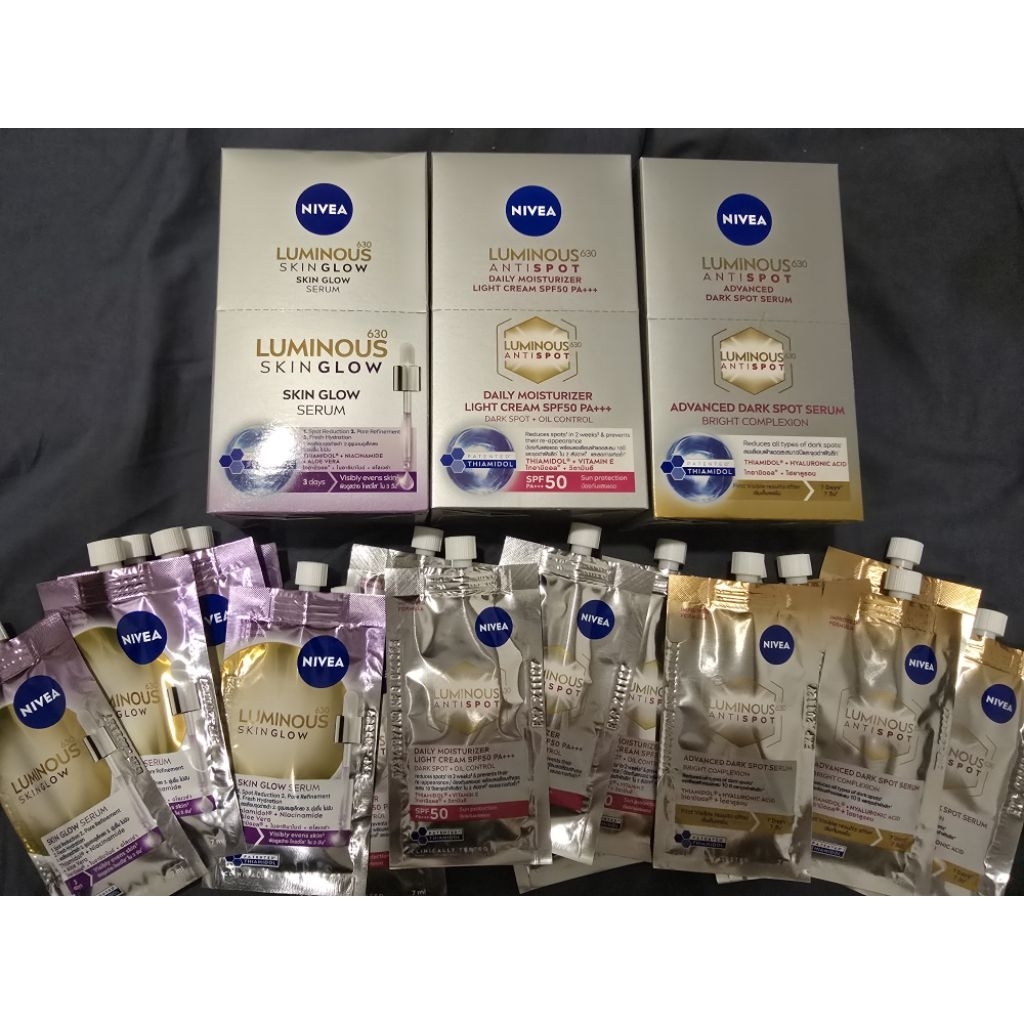 Nivea Luminous630 Skin Glow Serum / Dark Spot Serum / Light Cream นีเวีย ลูมินัส630 สกิน โกลว์ เซรั่ม 7 มล.
