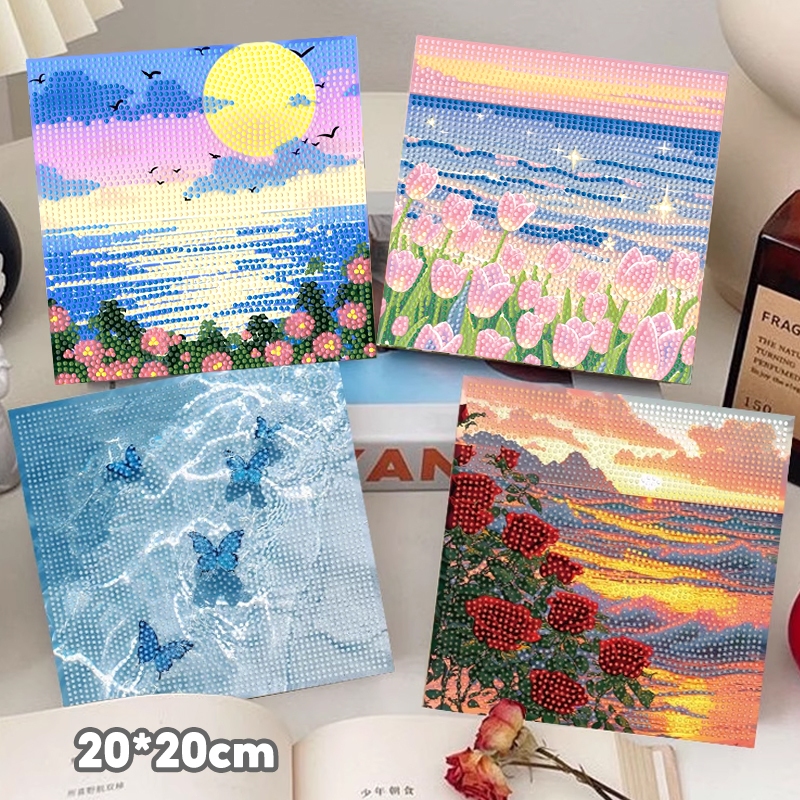 (พร้อมส่ง)ครอสติสคริสตัล พร้อมกรอบ Diamond Painting ลายดอกไม้/ของขวัญวันเกิด ขนาด DIY ของเล่นเด็ก