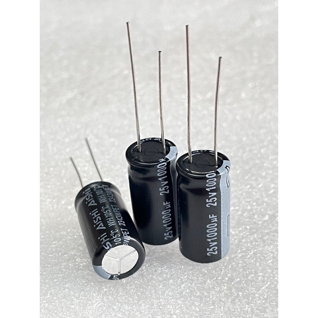 (แพ็ค1ตัว,5ตัว) C 1000UF 25V คาปาซิเตอร์ แบรนด์ Aishi สินค้าผลิตใหม่ๆอายุการใช้งานยาวนาน ทนร้อนสูง105C 10x20mm Cของแท้
